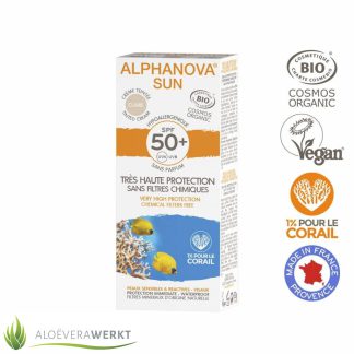BIO SPF 50+ Getinte zonnebrandcreme allergische gevoelige huid- waterproof